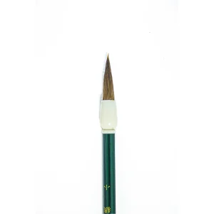 Sicon Chinese Watercolor Brush Round Short Hair Weasel Nylon Hog Blend Dark Green Short Handle 2
