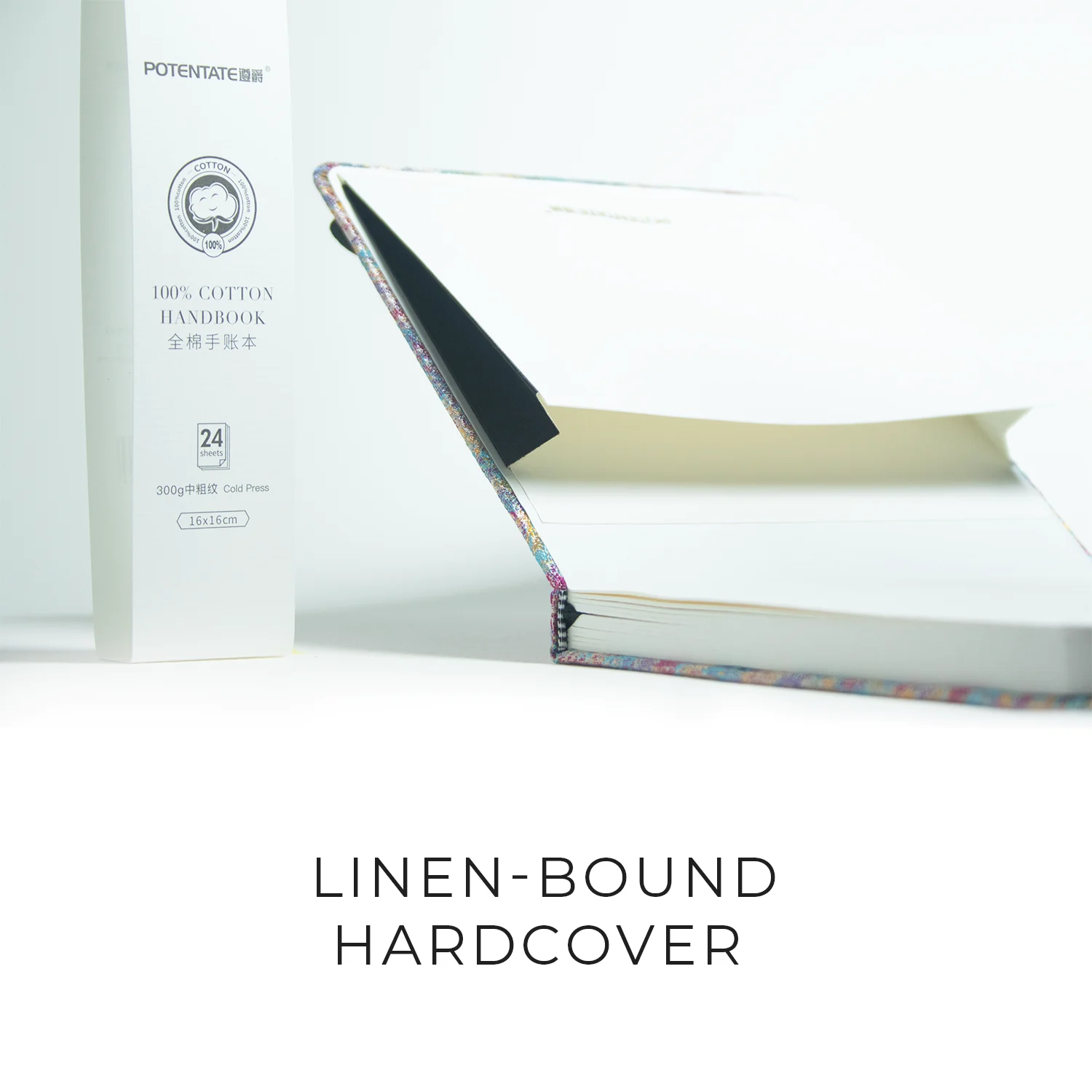 POTENTATE 16×16 cm Watercolor Sketchbook PC02 - Hardcover, 100% Cotton, 300 gsm, 24 Sheets, Acid-Free, Cold Press - Image 3